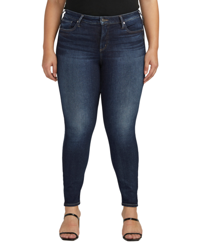 Shop Silver Jeans Co. Plus Size Infinite Fit One Size Fits Three Mid Rise Skinny Leg Jeans In Indigo