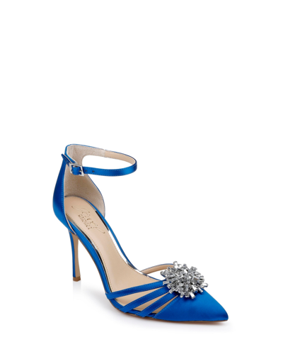 Shop Jewel Badgley Mischka Women's Violette Pointed Toe Evening Sandals In Electric Blue Satin