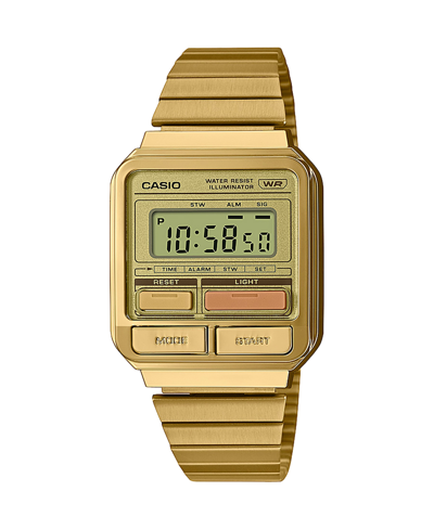 Shop G-shock Unisex Digital Gold-tone Stainless Steel Watch 33.5mm, A120weg-9avt