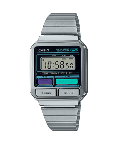 Shop G-shock Unisex Digital Silver-tone Stainless Steel Watch 33.5mm, A120we-1avt