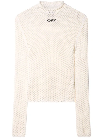 Shop Off-white Open-knit Top In Black