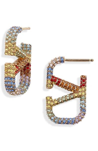 Valentino Garavani 2.5cm Rainbow V Logo Earrings In Multi,gold | ModeSens