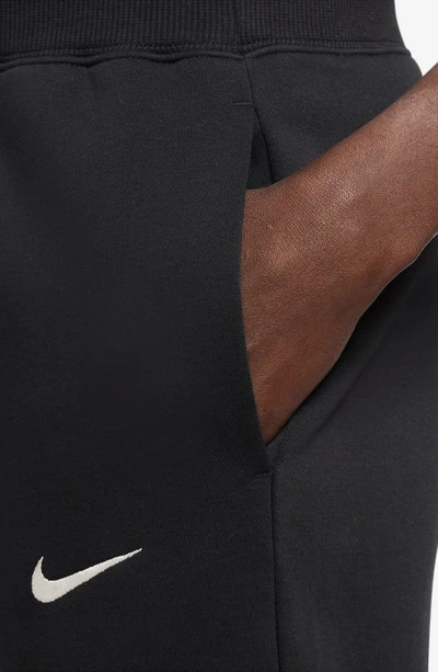 Shop Nike Sportswear Phoenix High Waist Fleece Crop Sweatpants In Black/ Sail