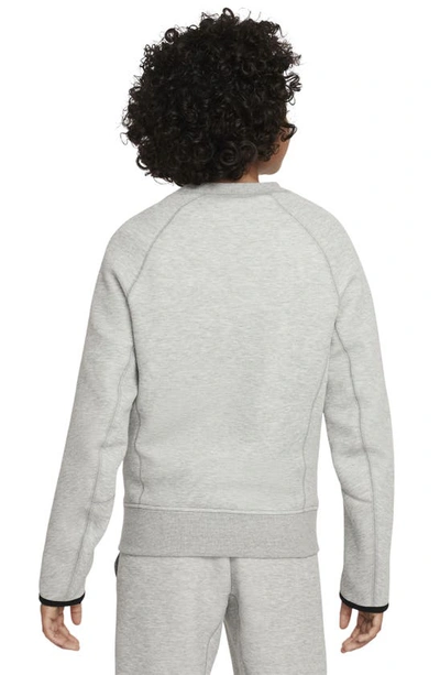 Shop Nike Kids' Tech Fleece Crewneck Sweatshirt In Dark Grey Heather/ Black