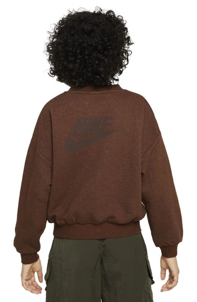 Shop Nike Kids' Icon Oversize Fleece Sweatshirt In Cacao Wow/ Baroque Brown
