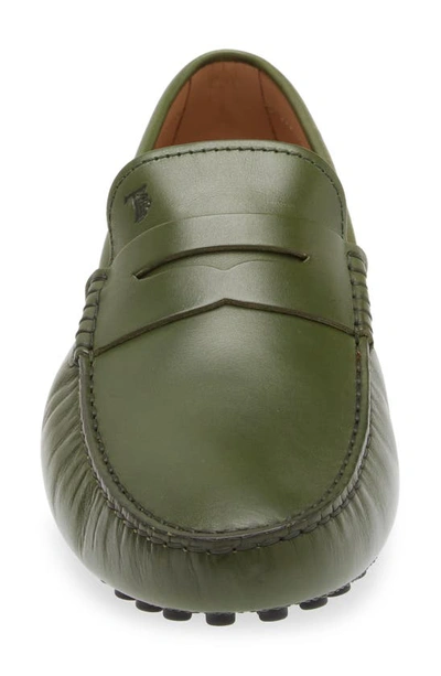 Shop Tod's Calfskin Leather Driving Loafer In Pesto