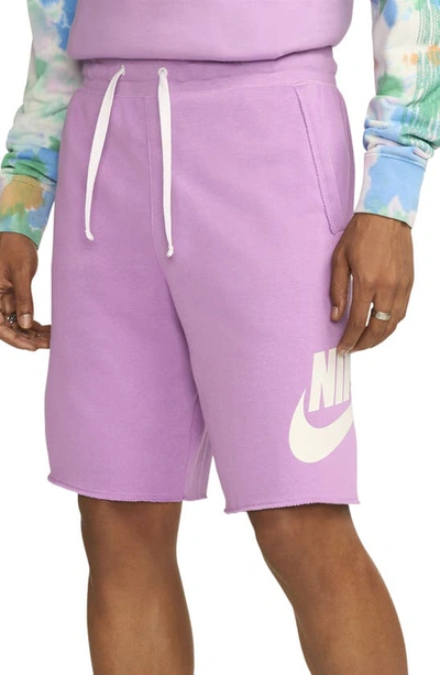Shop Nike Club Alumni Sweat Shorts In Violet Shock/ White