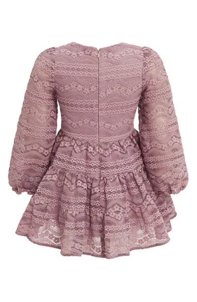 Shop Bardot Kids' Sienna Long Sleeve Tiered Lace Party Dress In Dusty Pink