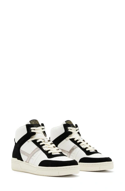 Shop Allsaints Pro High Top Sneaker In White/ Black/ Gunmetal