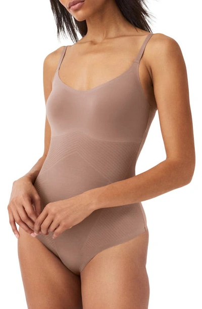 Shop Spanx Thinstincts 2.0 Camisole Thong Bodysuit In Cafe Au Lait