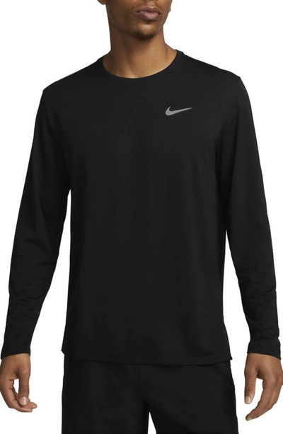 Shop Nike Dri-fit Uv Long-sleeve Running Top In Black