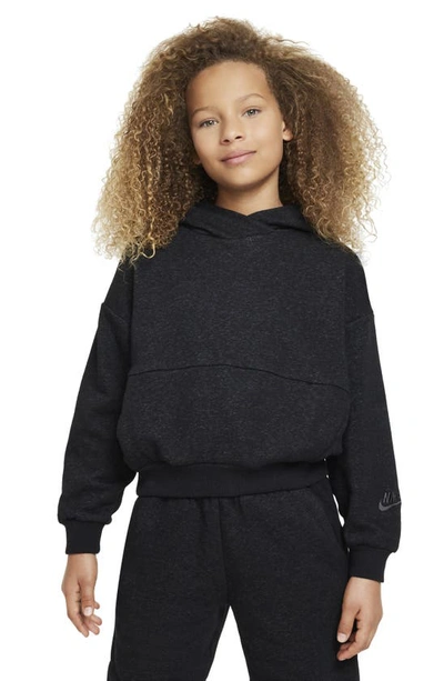 Shop Nike Kids' Icon Fleece Pullover Hoodie In Black/ Anthracite