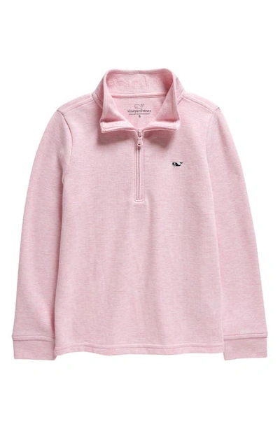 Shop Vineyard Vines Kids' Saltwater Quarter Zip Sweatshirt In Pink Cloud Solid