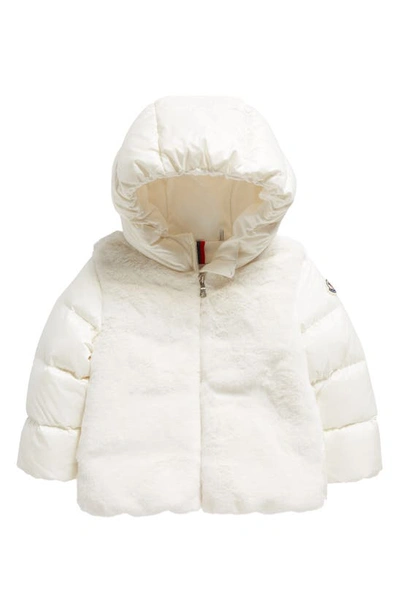 Shop Moncler Kids' Natas Faux Fur & Nylon Down Jacket In White