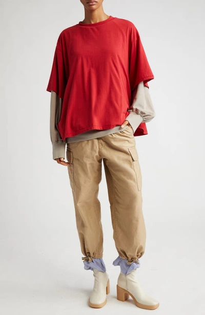 Shop Undercover Reversible Oversize Crewneck T-shirt & Sweatshirt In Red