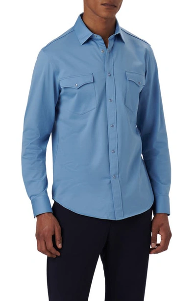 Shop Bugatchi Bill Ooohcotton® Snap-up Western Shirt In Air Blue