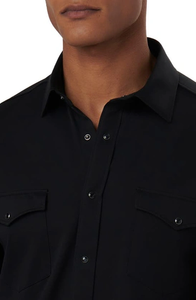 Shop Bugatchi Bill Ooohcotton® Snap-up Western Shirt In Caviar