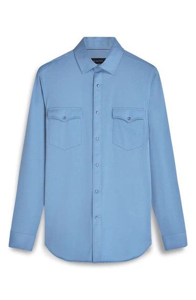 Shop Bugatchi Bill Ooohcotton® Snap-up Western Shirt In Air Blue