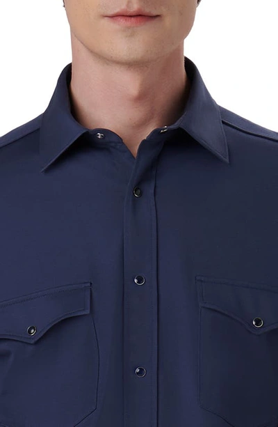 Shop Bugatchi Bill Ooohcotton® Snap-up Western Shirt In Navy