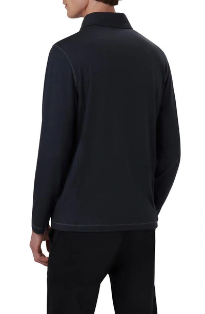 Shop Bugatchi Long Sleeve Performance Polo In Caviar