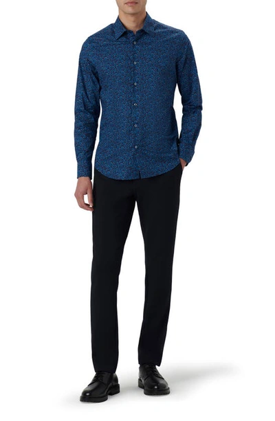 Shop Bugatchi Julian Shaped Fit Stretch Button-up Shirt In Night Blue