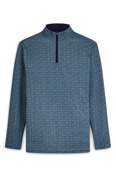 Bugatchi Ooohcotton® Print Quarter Zip Pullover In Peacock