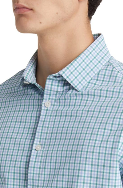 Mizzen + Main Leeward Trim Fit Deep Sea Oaklawn Check Performance Button-up Shirt In Green
