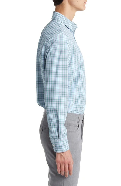 Mizzen + Main Leeward Trim Fit Deep Sea Oaklawn Check Performance Button-up Shirt In Green