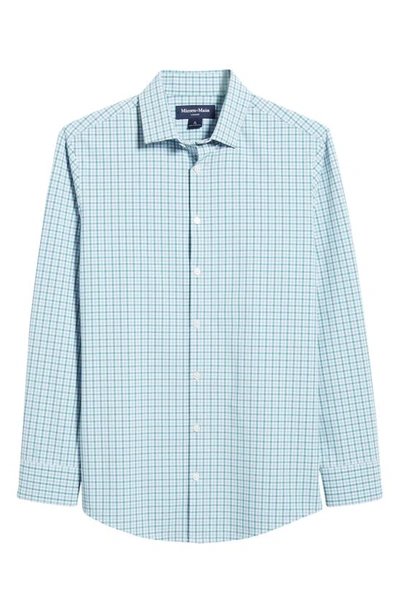 Mizzen + Main Leeward Trim Fit Deep Sea Oaklawn Check Performance Button-up Shirt In Green