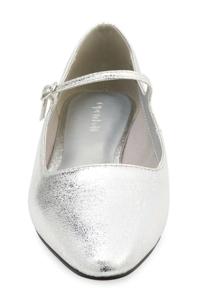 Shop Open Edit Regina Mary Jane Pointed Toe Flat In Silver Metallic