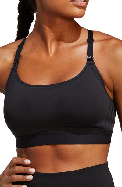 Shop Adidas Originals Breast Pump & Nursing Sports Bra In Black/ Carbon