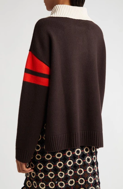 Shop Wales Bonner Calm Oversize Colorblock Wool Blend Polo Sweater In Red Black And Beige
