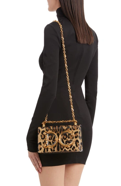 Shop Dolce & Gabbana Dolce&gabbana Dg Girls Leopard Print Leather Shoulder Bag