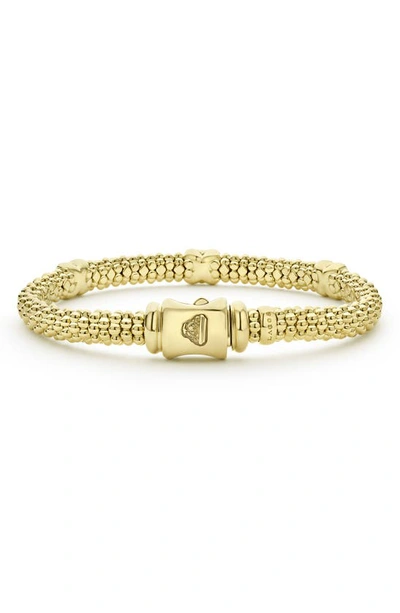 Shop Lagos Embrace Triple Diamond Station Caviar Beaded Bracelet In Gold