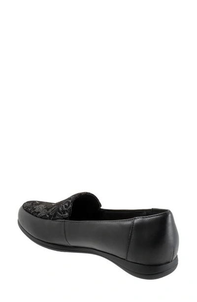 Trotters Deanna Flat In Black Floral