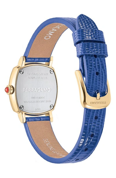 Shop Ferragamo Soft Square Leather Strap Watch, 23mm In Ip Yellow Gold