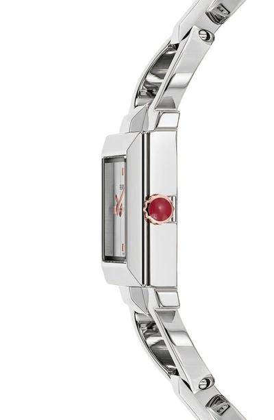 Shop Ferragamo Double Gancini Square Bracelet Watch, 25mm In Stainless Steel