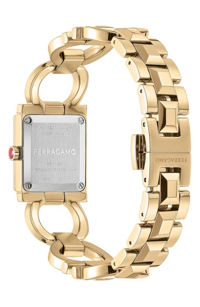Shop Ferragamo Double Gancini Square Bracelet Watch, 25mm In Ip Yellow Gold
