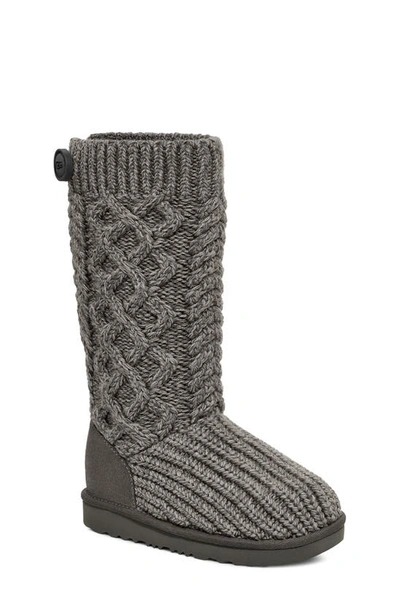 Shop Ugg Kids' Classic Cable Knit Water Resistant Boot In Grey