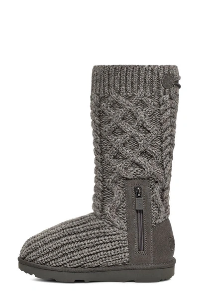 Shop Ugg Kids' Classic Cable Knit Water Resistant Boot In Grey