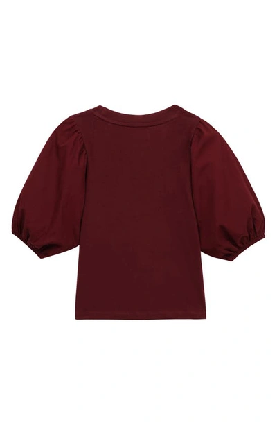 Shop Dl1961 Kids' Kayla Puff Sleeve Cotton Top In Ruby Ultimate Knit