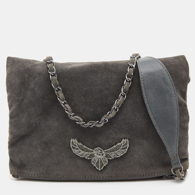Zadig & Voltaire - Authenticated Rock Handbag - Suede Grey Plain For Woman, Good condition