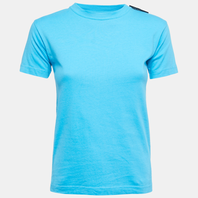 Pre-owned Balenciaga Blue Cotton Crew Neck Half Sleeve T-shirt Xs