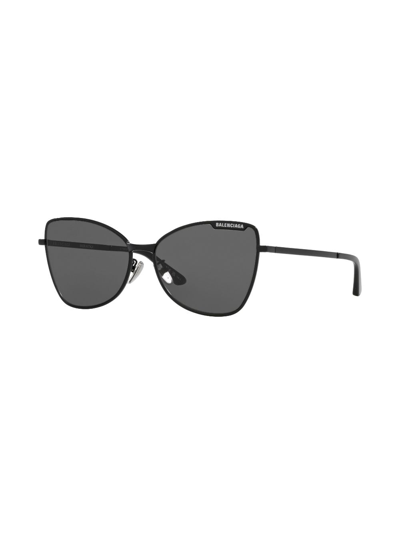 Balenciaga Womens Black Bb0278s Butterfly-frame Metal Sunglasses In Schwarz