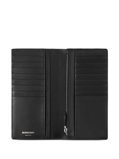 Burberry Check-pattern Leather Wallet In Blau