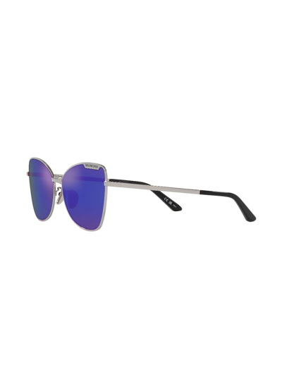 Balenciaga Logo-plaque Butterfly-frame Sunglasses In 4100s1 Silver