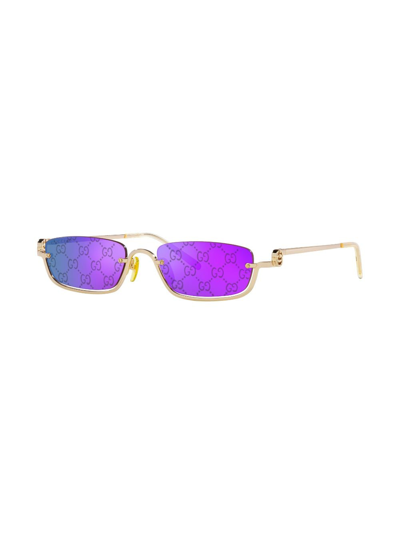 Gucci Gg Logo Rectangle-frame Sunglasses In 2300s1 Gold