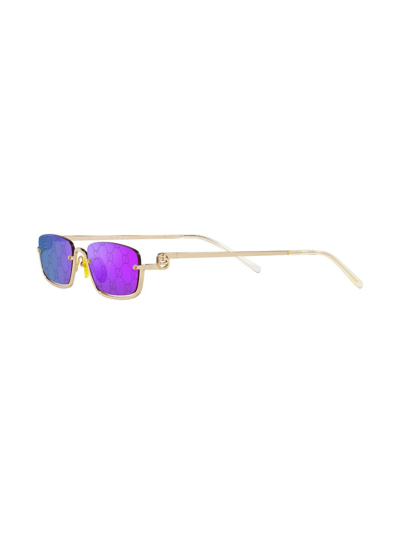 Gucci Gg Logo Rectangle-frame Sunglasses In 2300s1 Gold