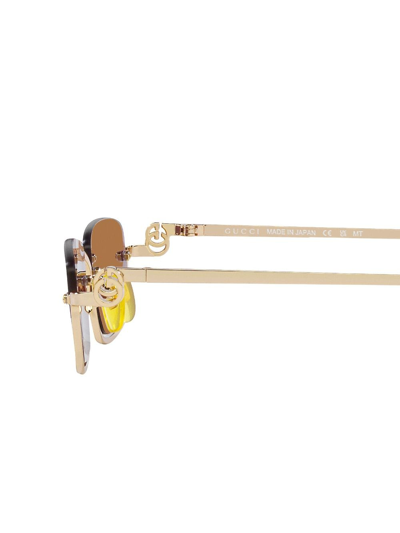 Gucci Gg Logo Rectangle-frame Sunglasses In 2300s1 Gold