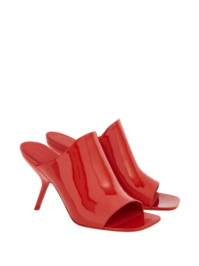 Shop Ferragamo 85mm Open-toe Slide Mules In Rot